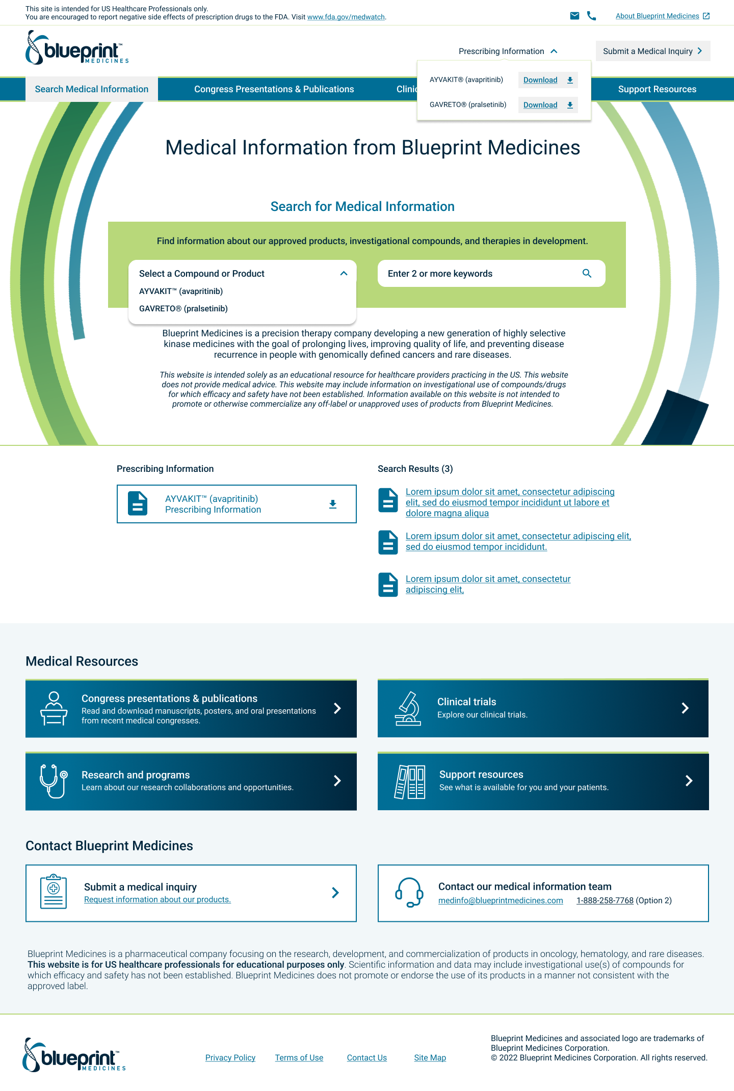Blueprint Medicines Information Center Desktop Design 2